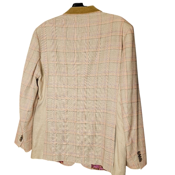 Ted Baker London Linen Silk Plaid 2 Button Spring Lovely Whistler Men Jacket 42R - Picture 10 of 11